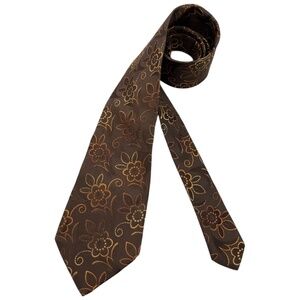 ROY ROBSON Brown Floral Silk LUXURY Tie ITALY